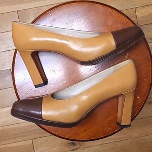 CHANEL shoes Cap Toe Pumps Two Tone Rare